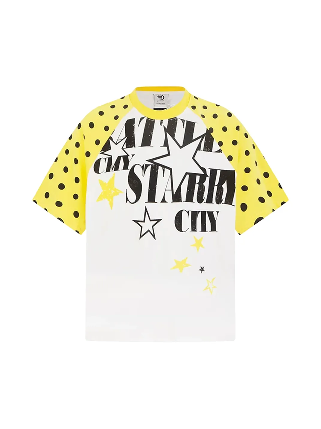 DARKAGE | Color Contrast Star Polka Dot Raglan Sleeve T-Shirt