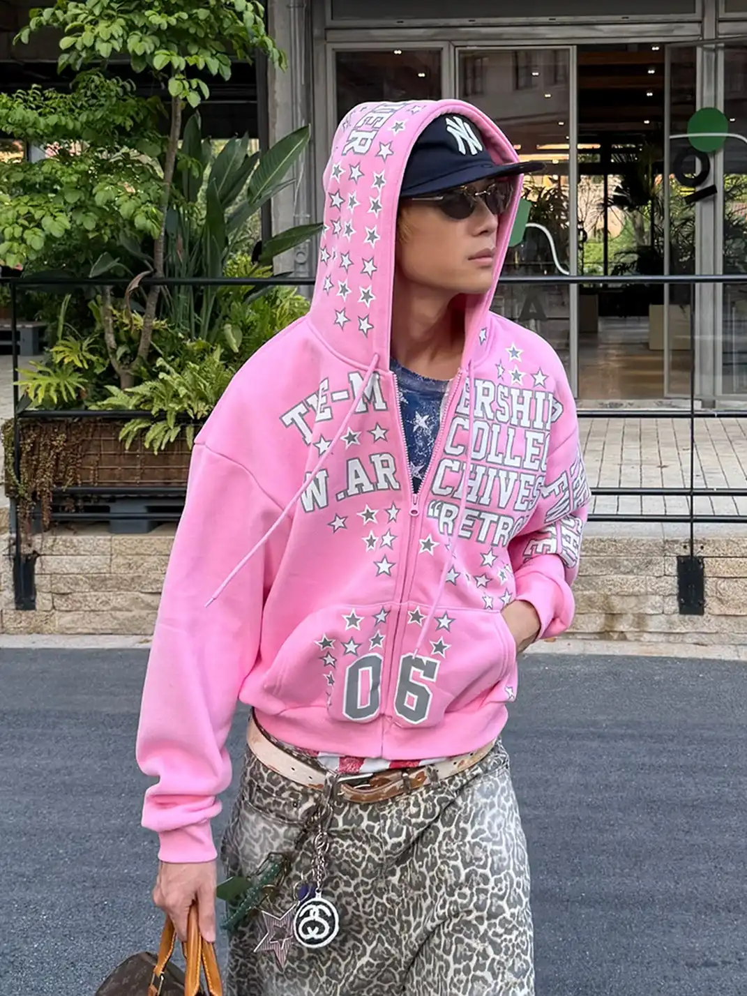 EAHO | Star Letter Print Zip Up Hoodie
