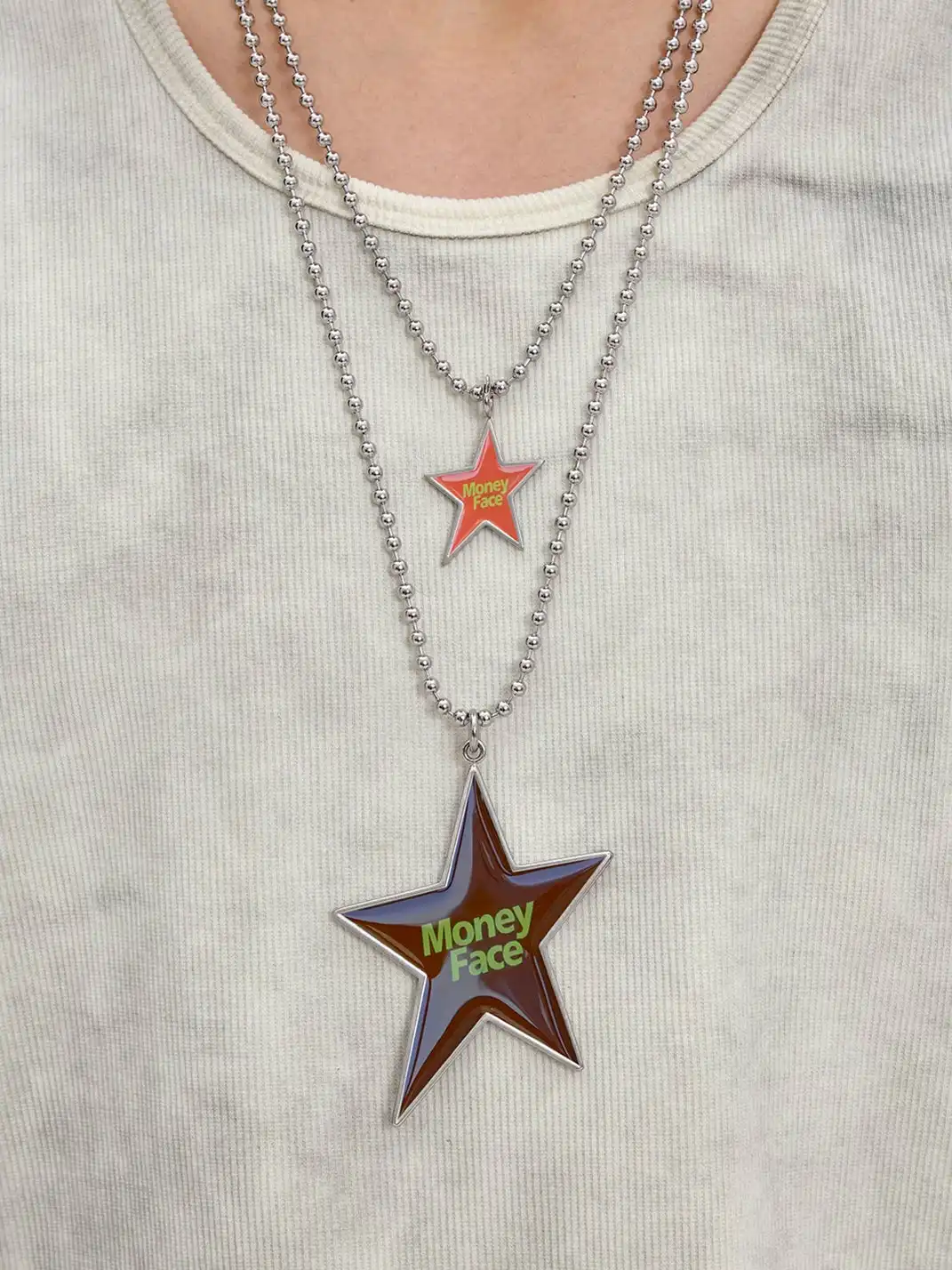 CHICHABOOM | Money Face Five-Pointed Star Pendant Ball Chain Necklace