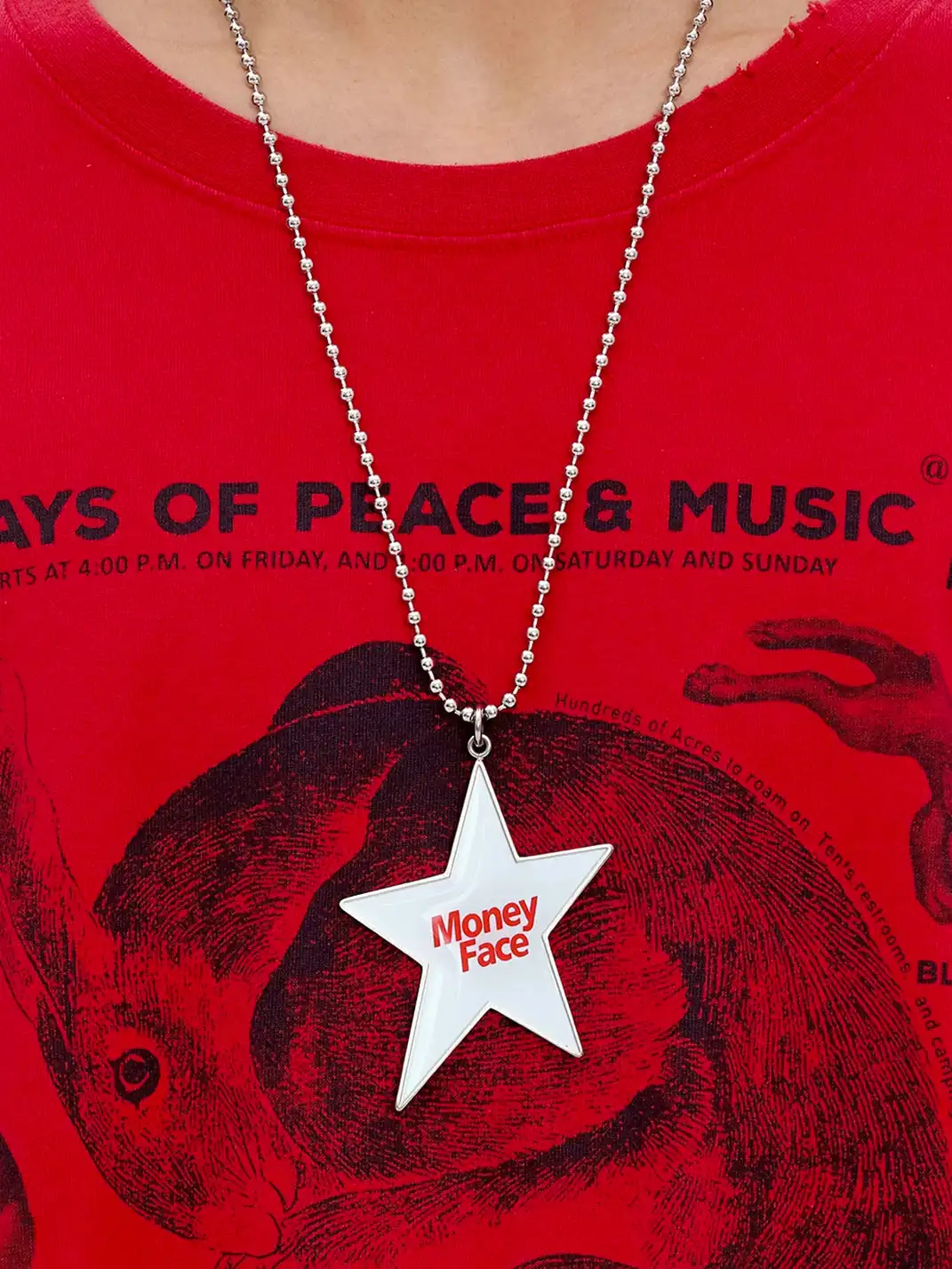 CHICHABOOM | Money Face Five-Pointed Star Pendant Ball Chain Necklace