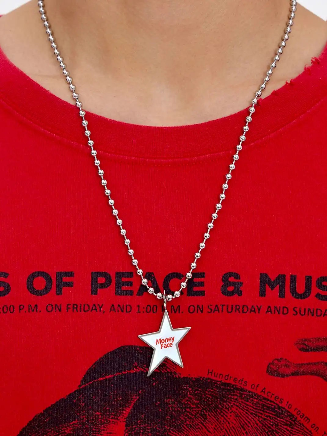 CHICHABOOM | Small Irregular Five-Pointed Star Pendant Ball Chain Necklace