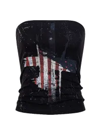 EAHO | Vintage Print Anti-Slip Strap Tube Top Vest