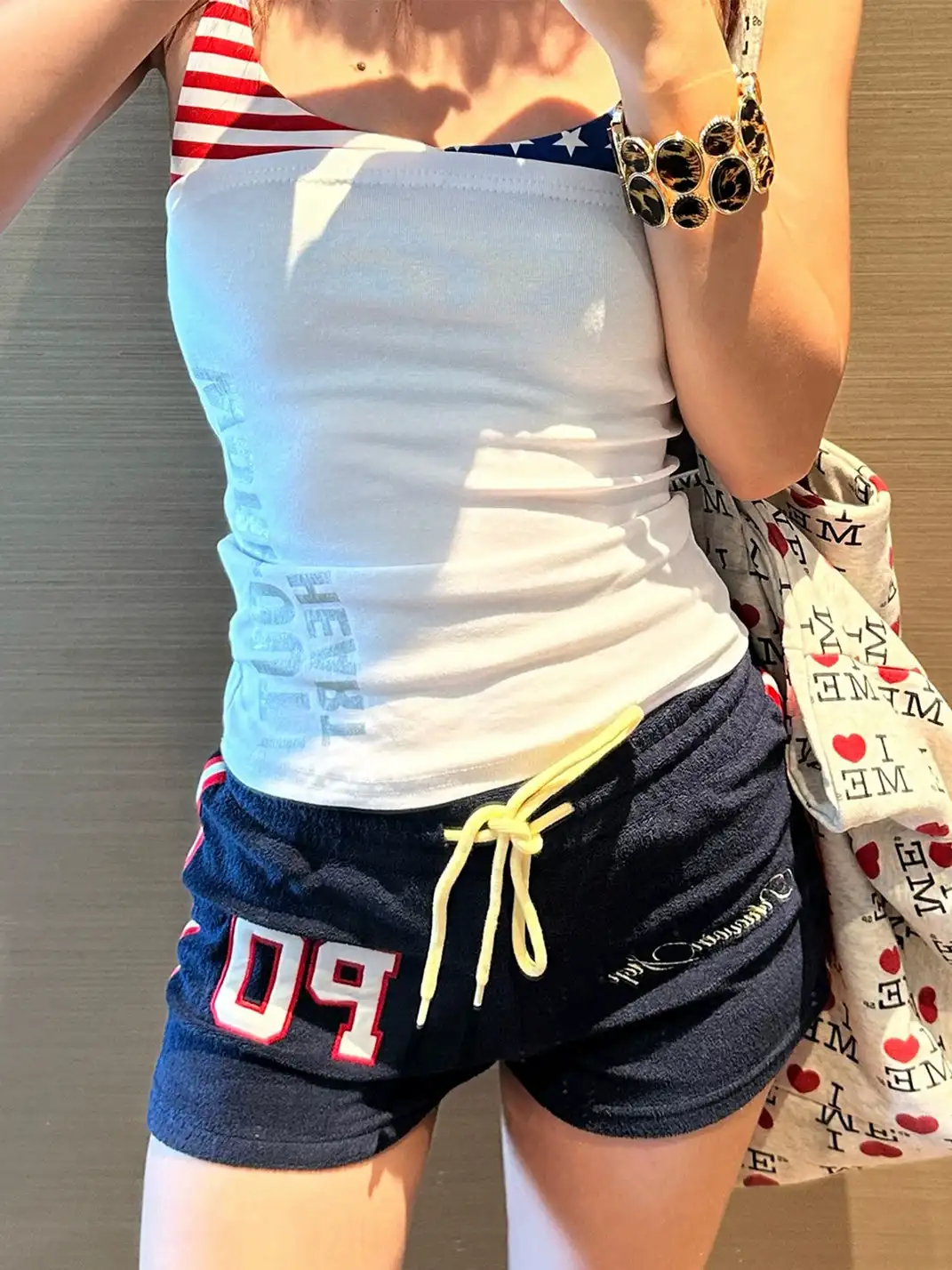 EAHO | Color Block Letter Print Halter Vest