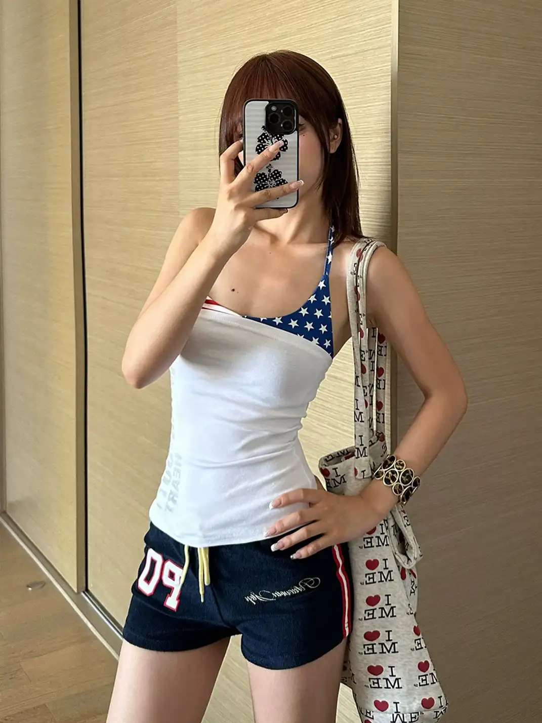 EAHO | Color Block Letter Print Halter Vest