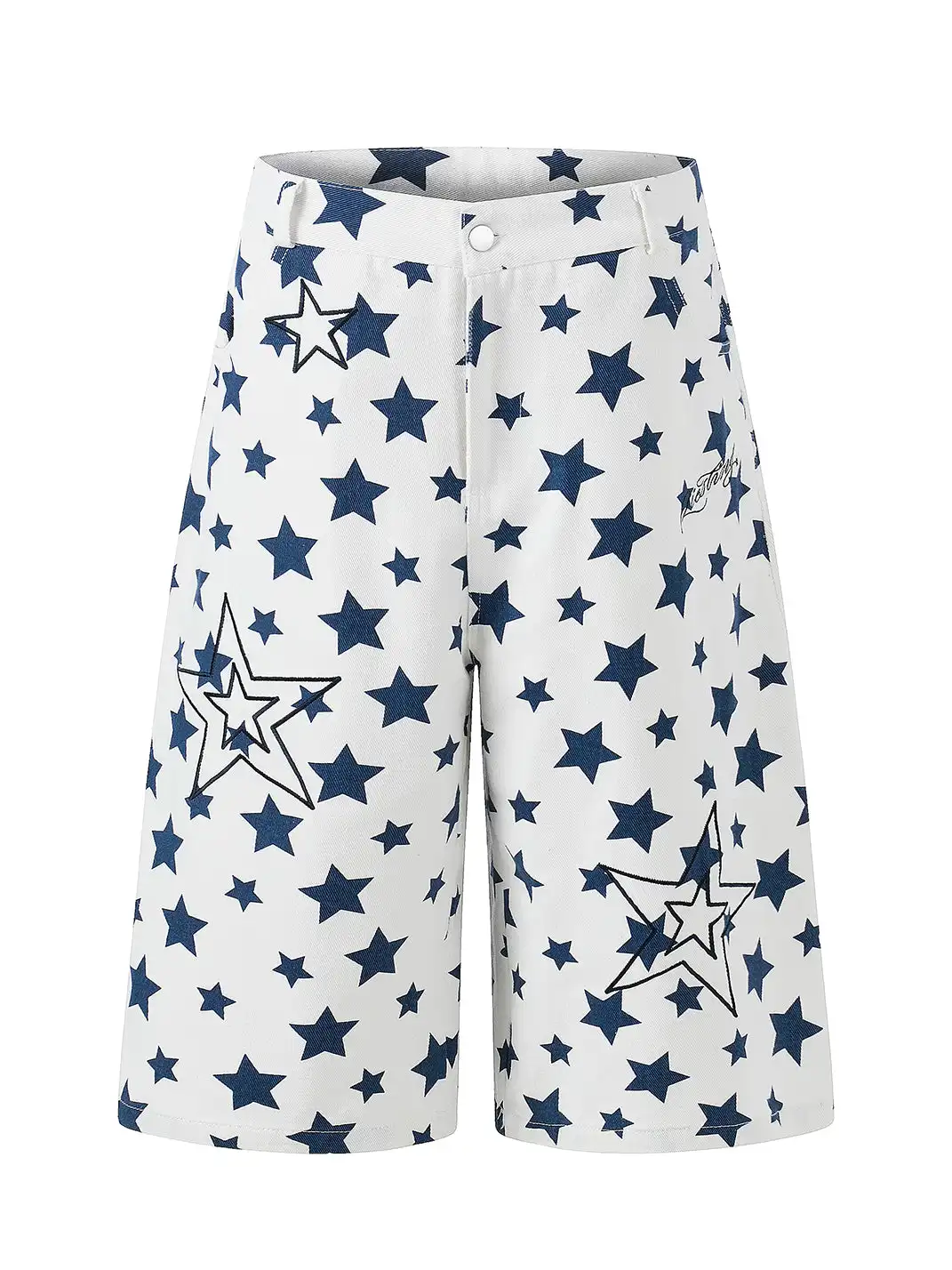 EAHO | Allover Star Print Wide Leg 7/8 Denim Jeans