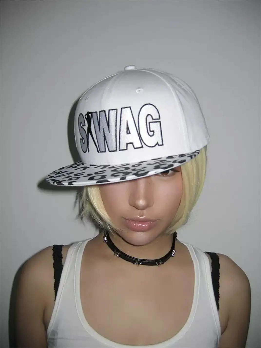ArtByTastybabe | Embroidered Leopard Print Adjustable Flat Brim Cap