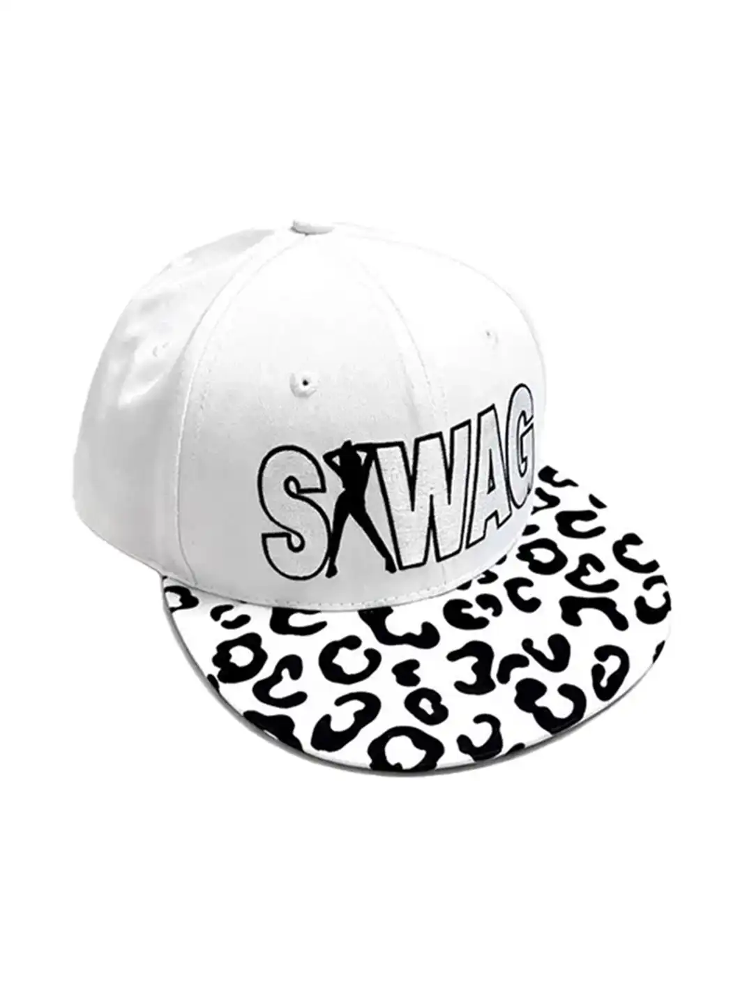 ArtByTastybabe | Embroidered Leopard Print Adjustable Flat Brim Cap