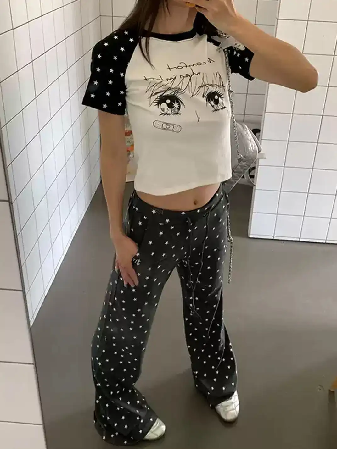 EAHO | Allover Star Print Drawstring Casual Pants