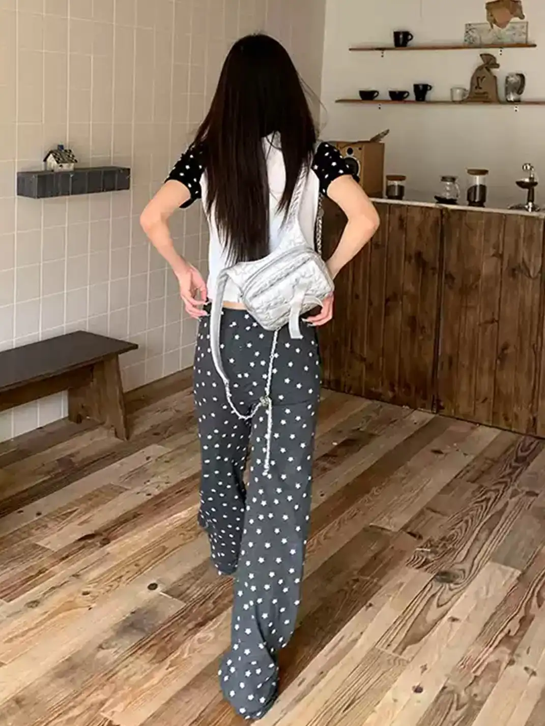 EAHO | Allover Star Print Drawstring Casual Pants