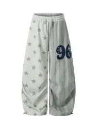 EAHO | Allover Star Print Drawstring Wide Leg Sweatpants