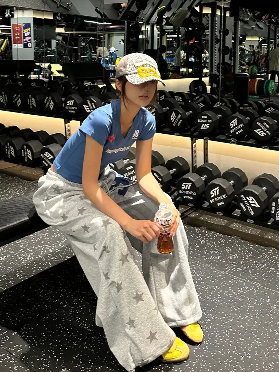EAHO | Allover Star Print Drawstring Wide Leg Sweatpants