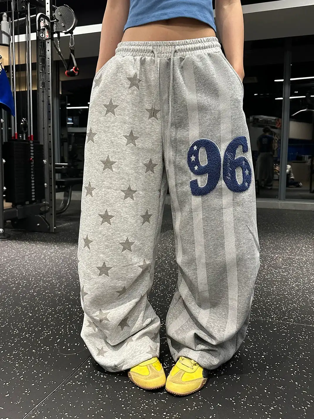EAHO | Allover Star Print Drawstring Wide Leg Sweatpants