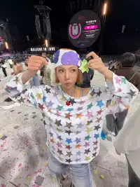 EAHO | Allover Colorful Star Print One Shoulder Long Sleeve T-Shirt