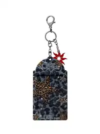 Kuremu | Denim Leopard Print Spliced Card Holder