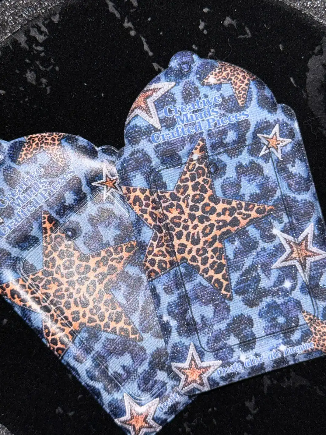 Kuremu | Denim Leopard Print Spliced Card Holder