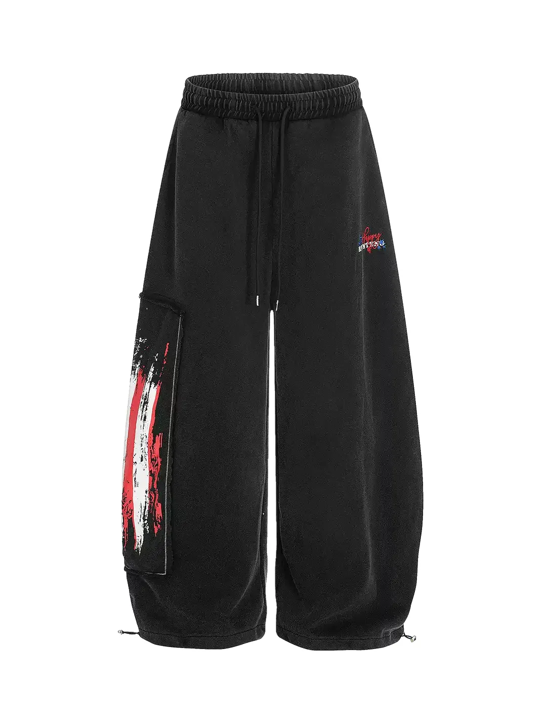 DARKAGE | Distressed Flag Print Cargo Wide Leg Sweatpants