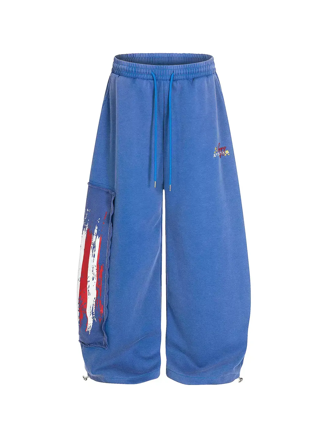 DARKAGE | Distressed Flag Print Cargo Wide Leg Sweatpants