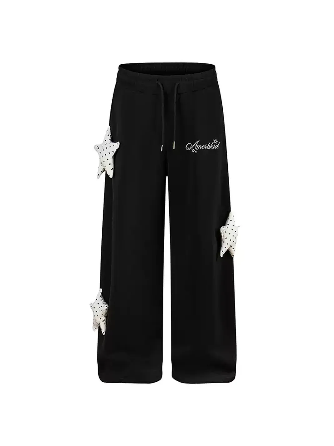 DARKAGE | Star Charm Embroidered Letter Straight Leg Pants
