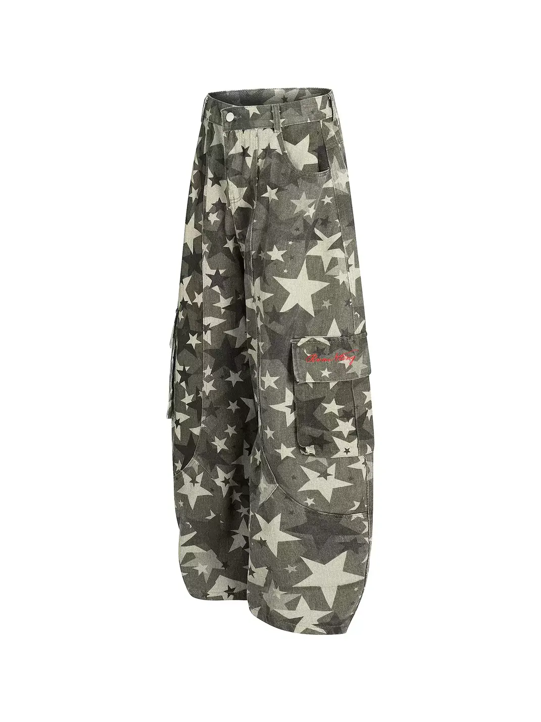 DARKAGE | Allover Star Print Cargo Curved Jeans