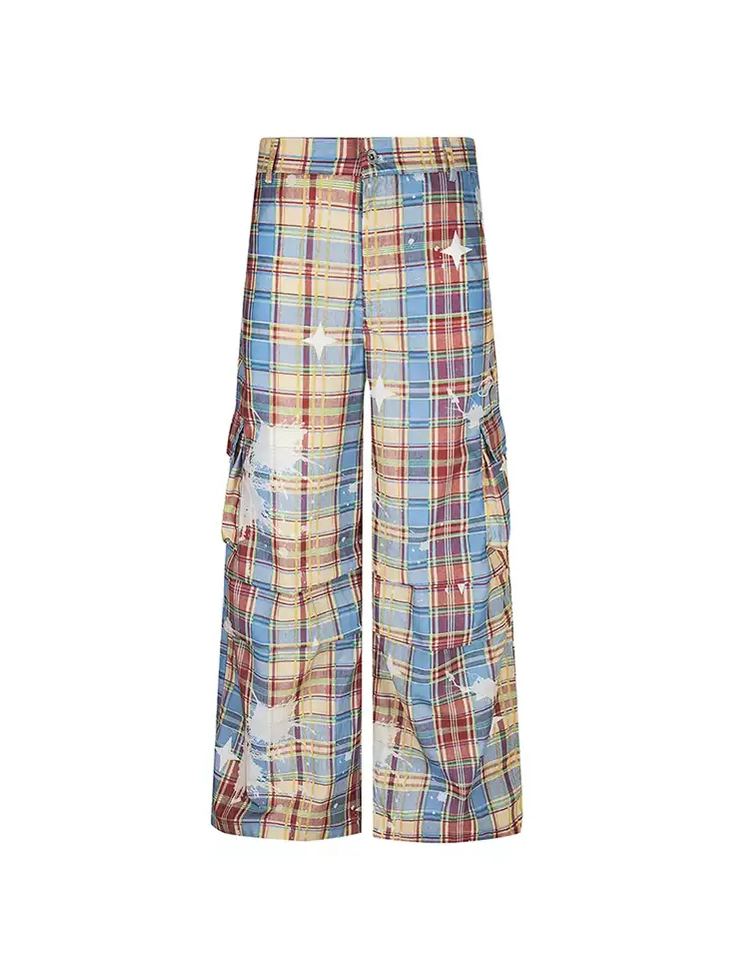 DARKAGE | Plaid Stripe Color Contrast Casual Pants