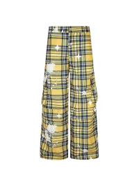 DARKAGE | Plaid Stripe Color Contrast Casual Pants