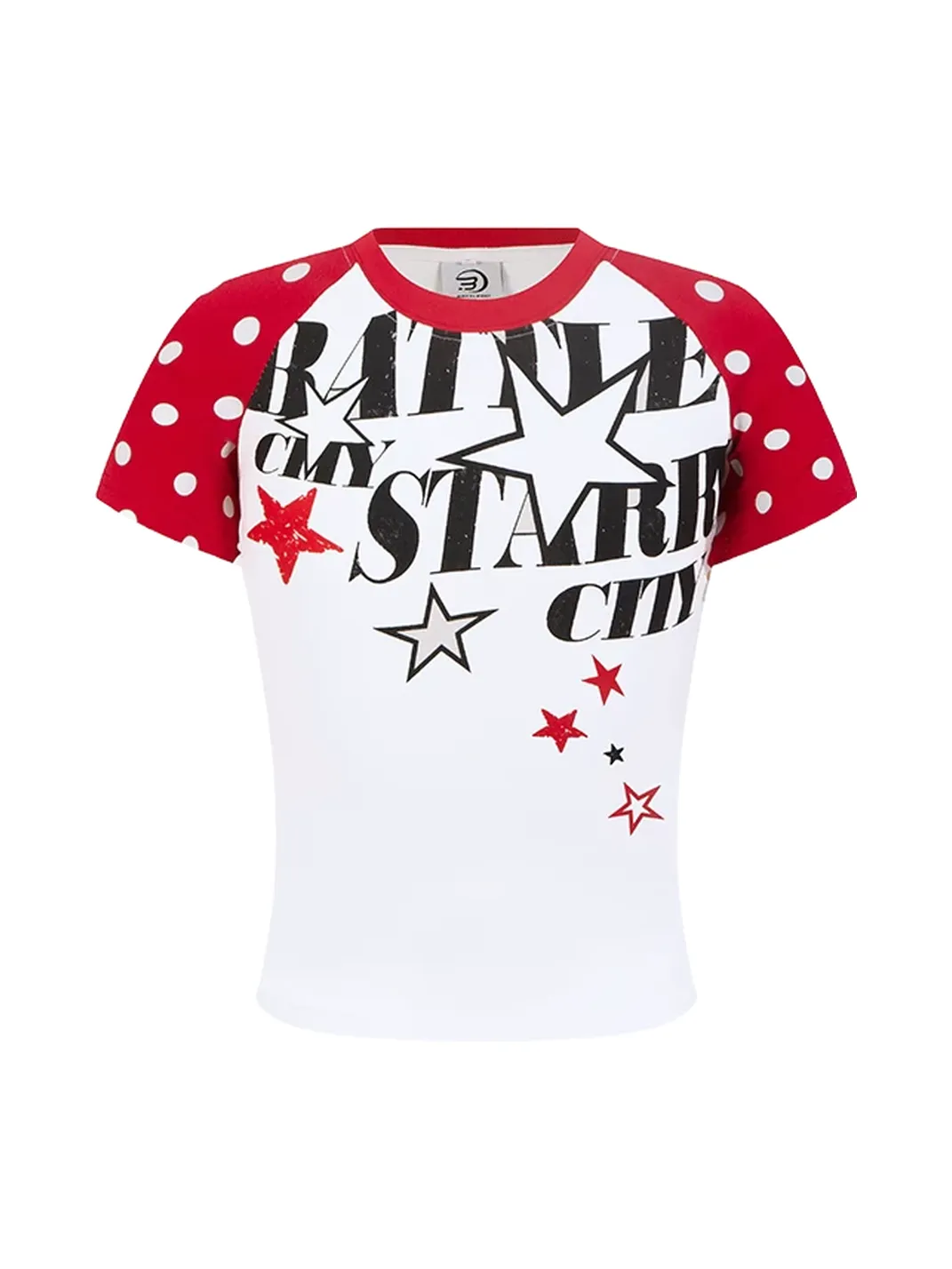 DARKAGE | Polka Dot Color Contrast Star Print T-Shirt
