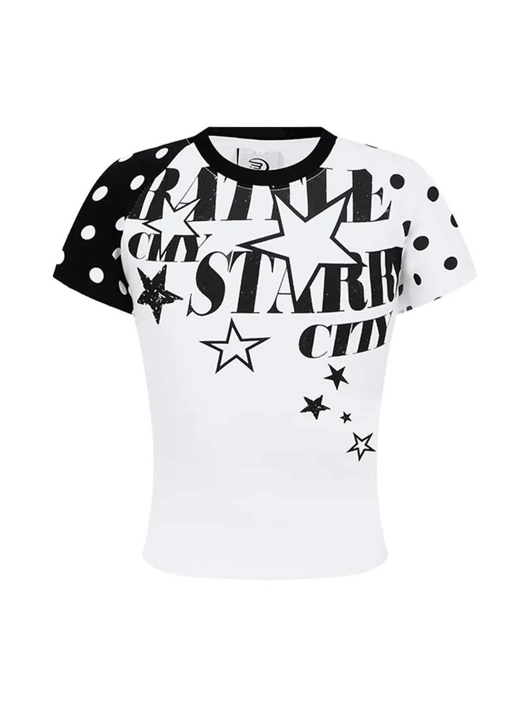 DARKAGE | Polka Dot Color Contrast Star Print T-Shirt