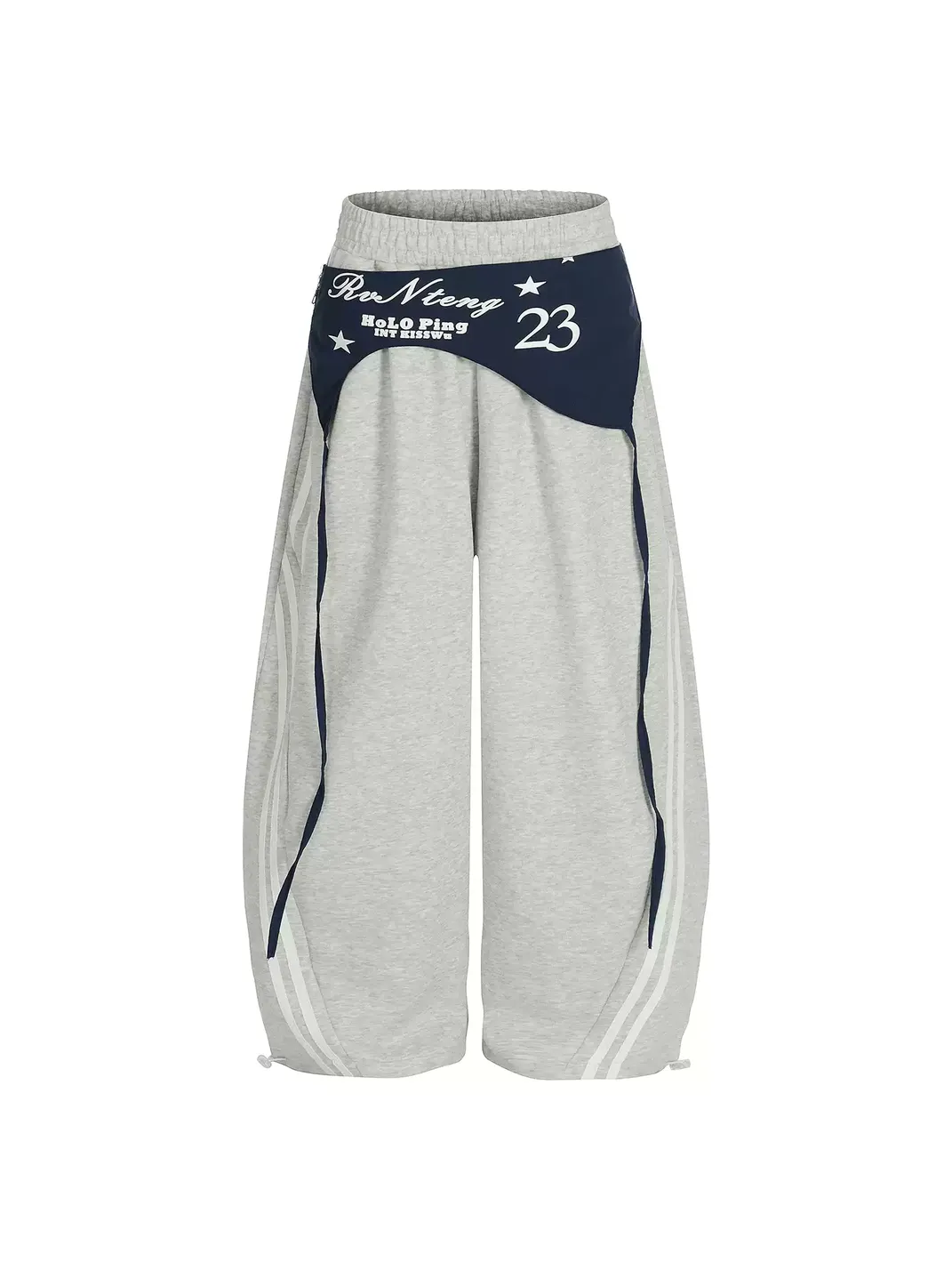 DARKAGE | Waist Panel Star Number Print Stripe Drawstring Sweatpants