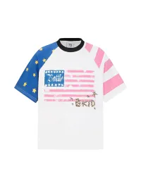 DARKAGE | Color Contrast Star & Flag Print T-Shirt