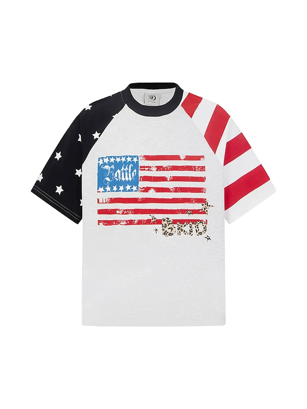 DARKAGE | Color Contrast Star & Flag Print T-Shirt