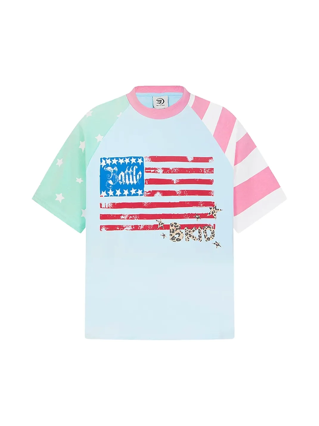 DARKAGE | Color Contrast Star & Flag Print T-Shirt