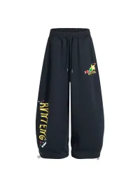 DARKAGE | Letter Print Blue Sweatpants