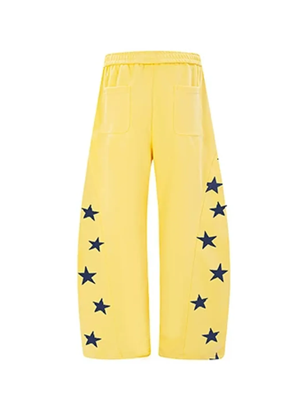DARKAGE | Color Contrast Star Charm Curved Sweatpants