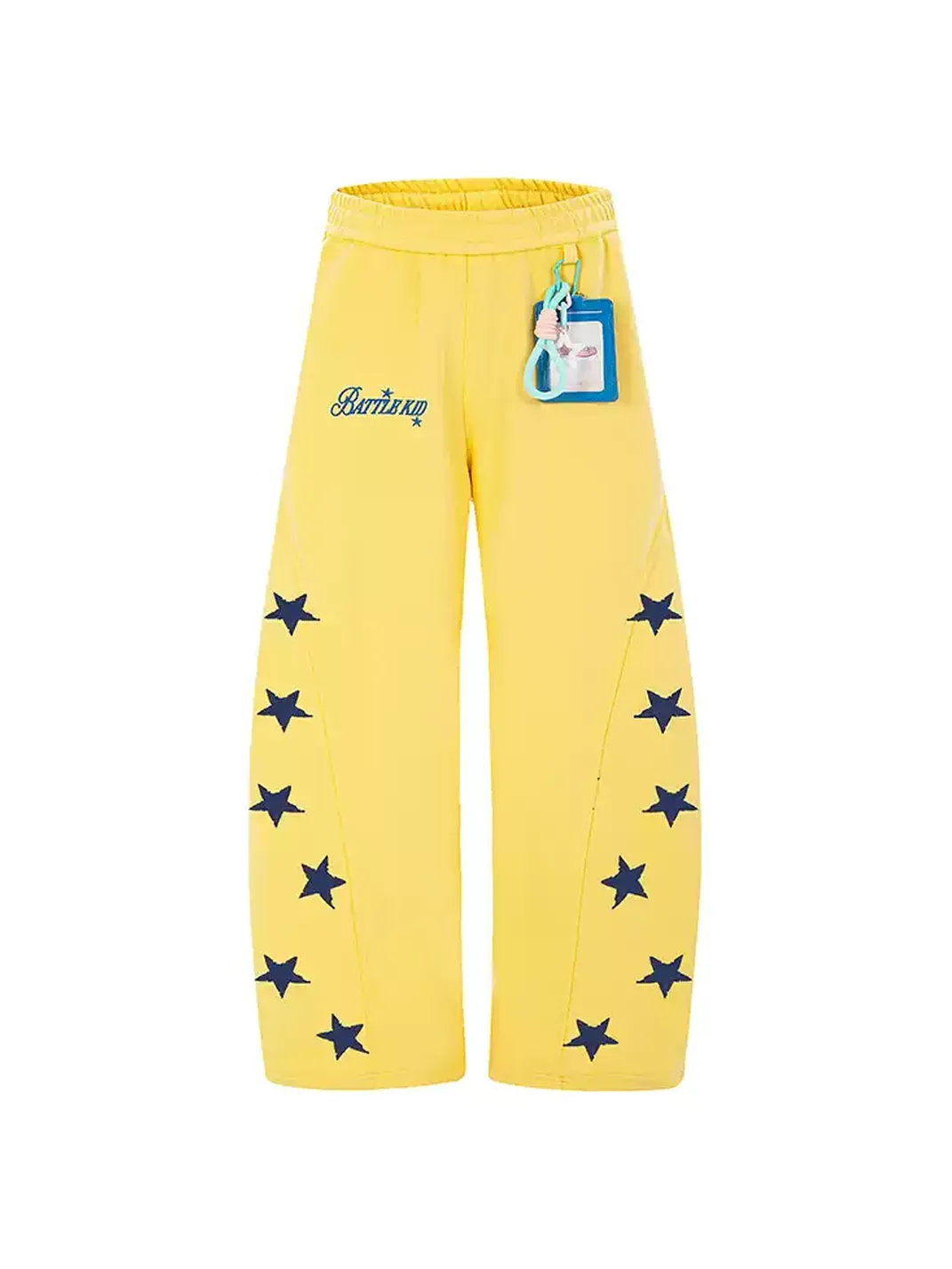 DARKAGE | Color Contrast Star Charm Curved Sweatpants