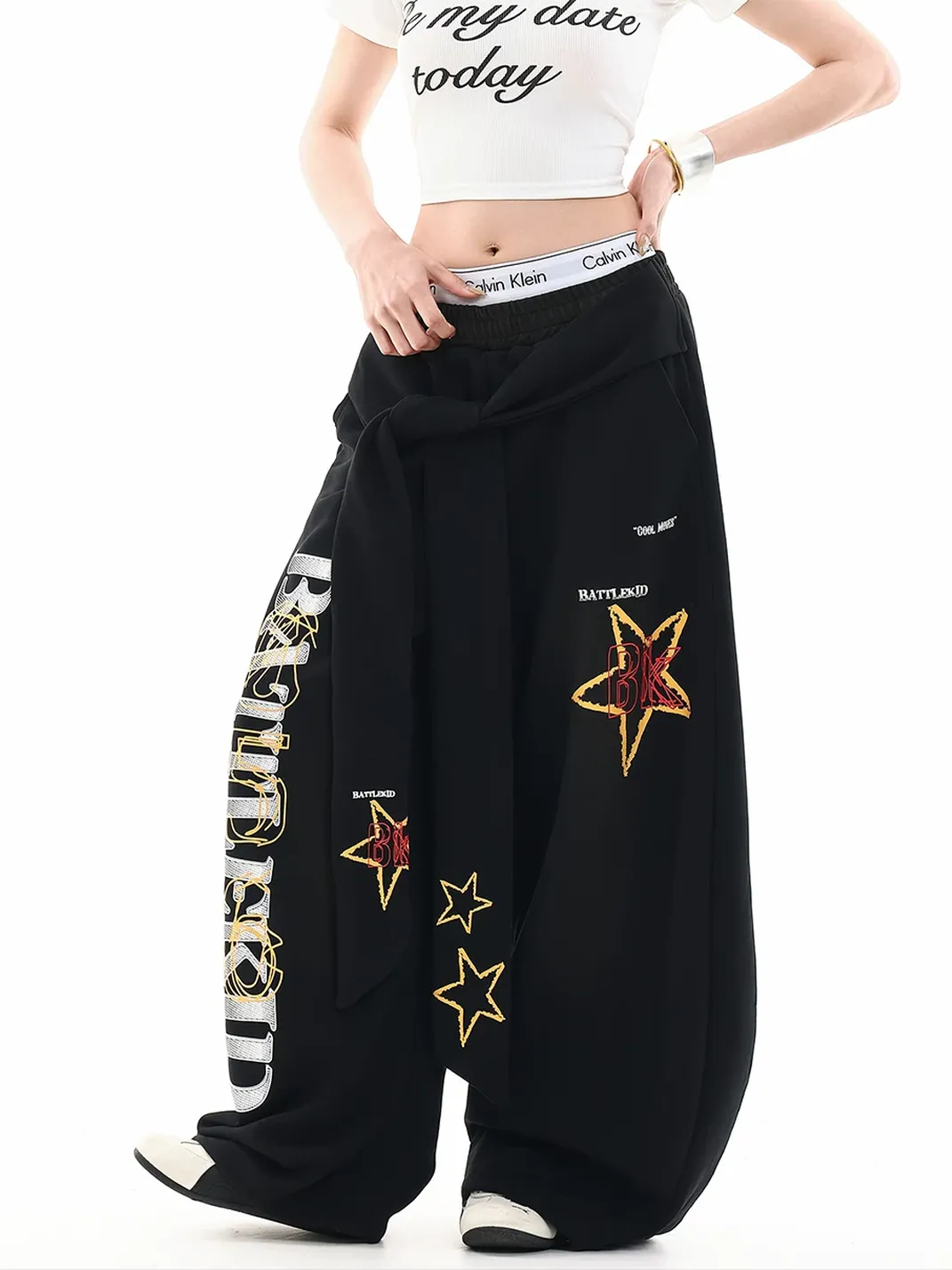 DARKAGE | Vintage Star Strap Curved Sweatpants
