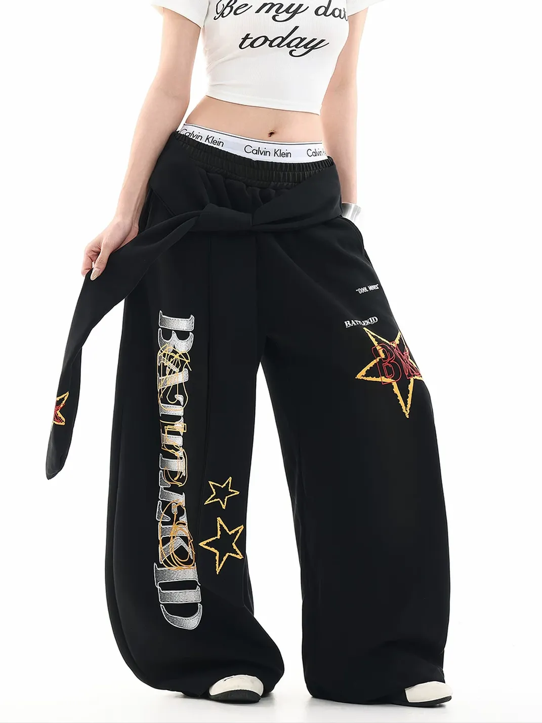 DARKAGE | Vintage Star Strap Curved Sweatpants