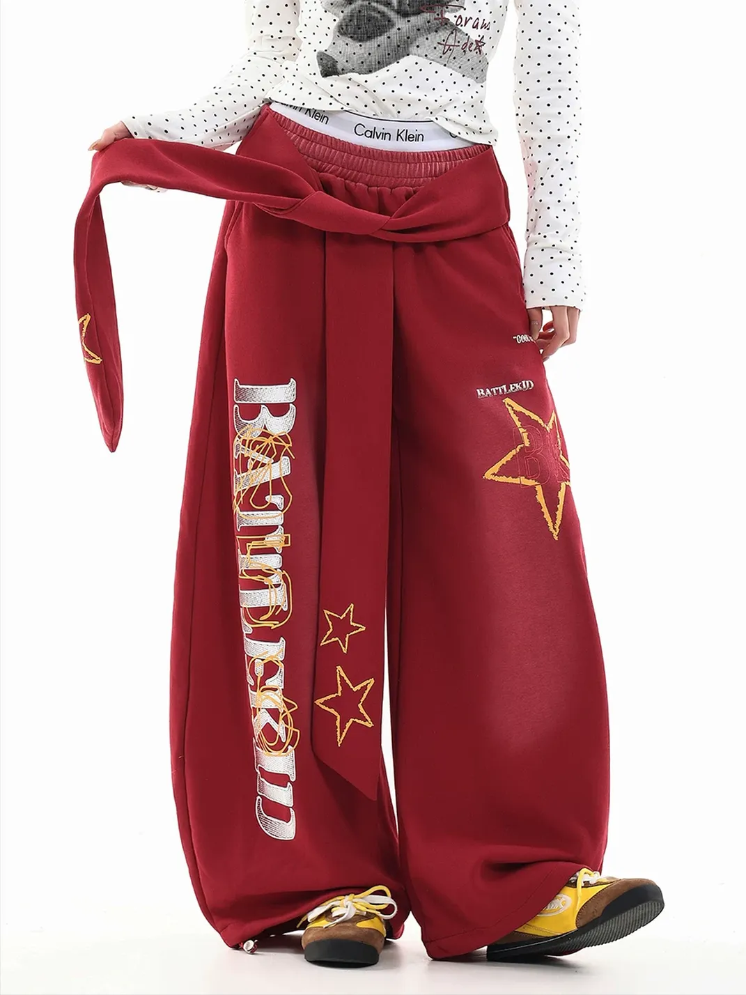 DARKAGE | Vintage Star Strap Curved Sweatpants
