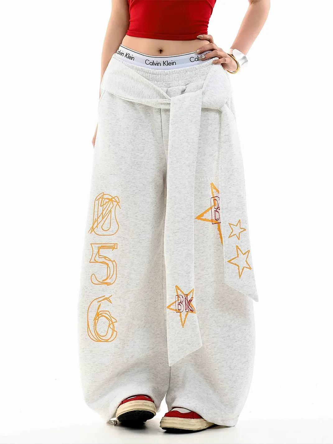 DARKAGE | Vintage Star Strap Curved Sweatpants