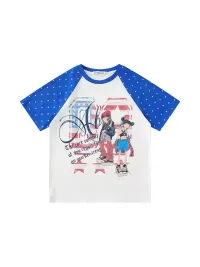 DARKAGE | Color Block Star Cartoon Print T-Shirt