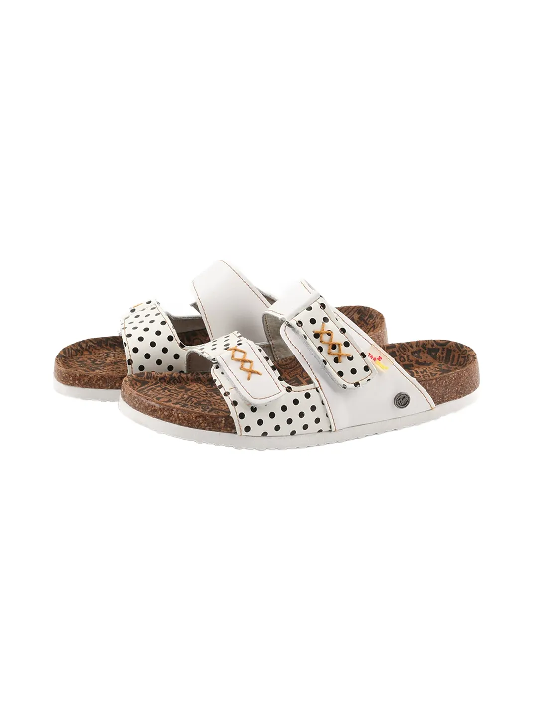 TMA EYES | Polka Dot Double Strap Cork Footbed Slide Sandals