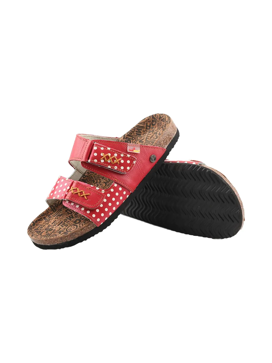 TMA EYES | Polka Dot Double Strap Cork Footbed Slide Sandals