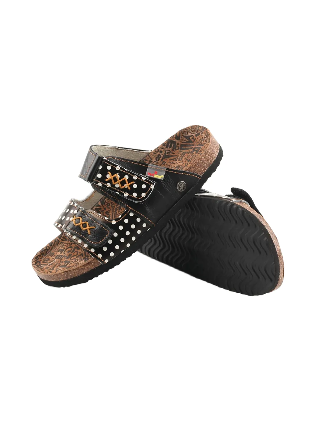 TMA EYES | Polka Dot Double Strap Cork Footbed Slide Sandals