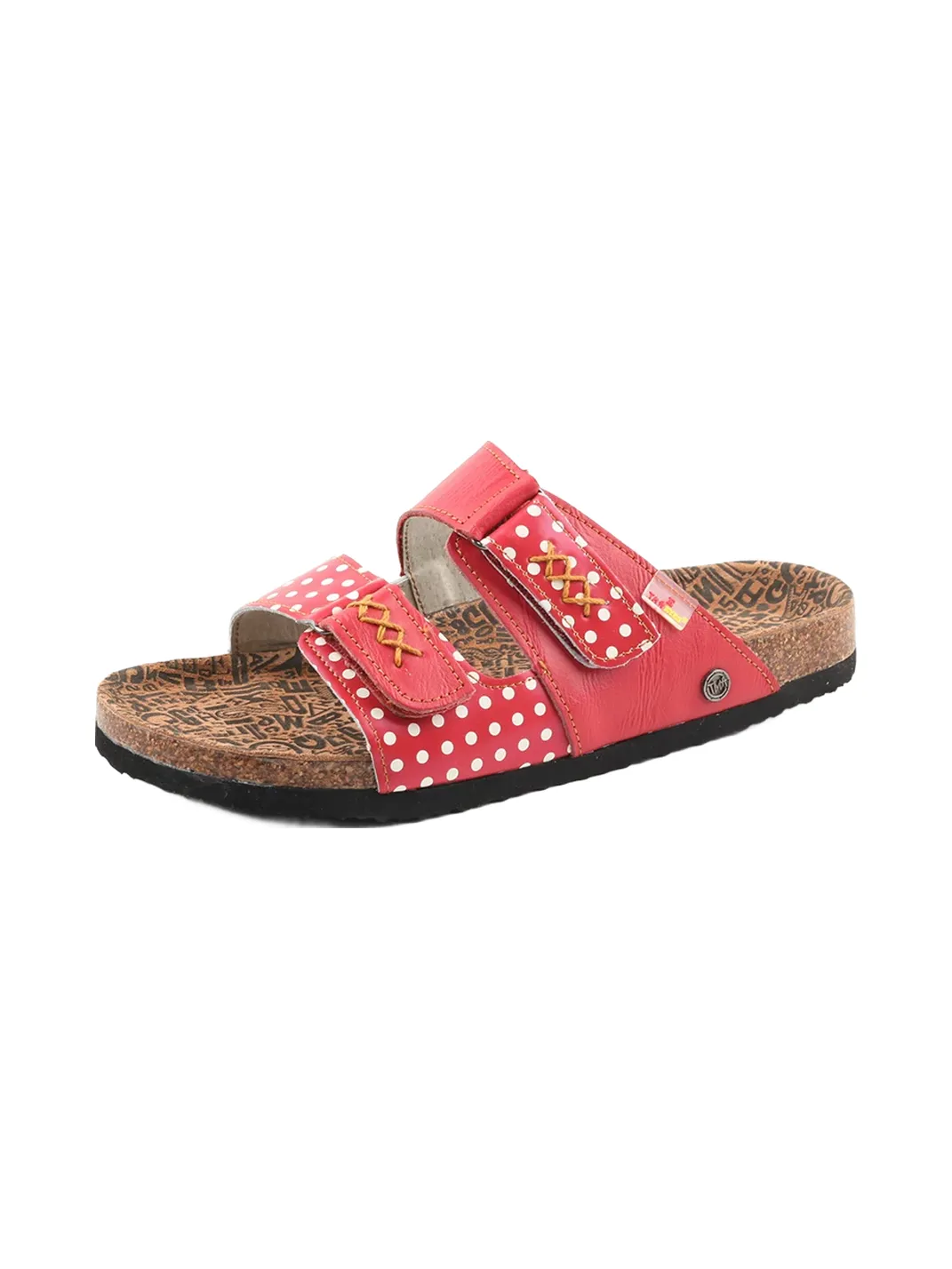 TMA EYES | Polka Dot Double Strap Cork Footbed Slide Sandals