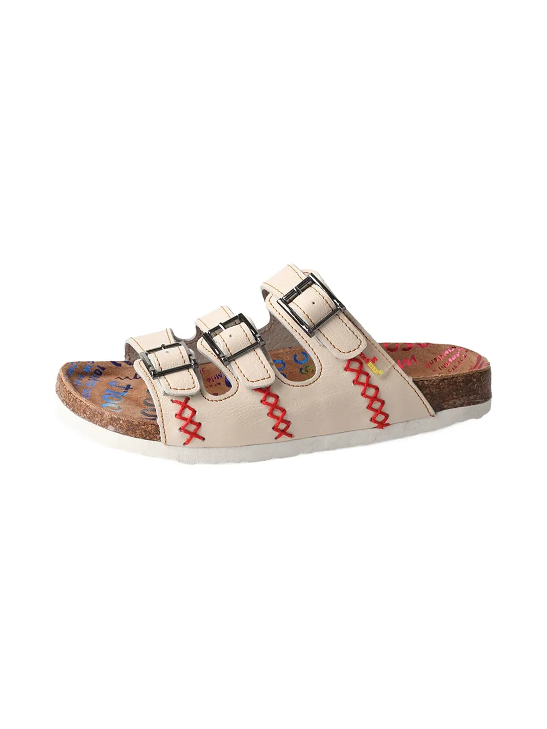 TMA EYES | Three Buckle Strap Cork Footbed Slide Sandals