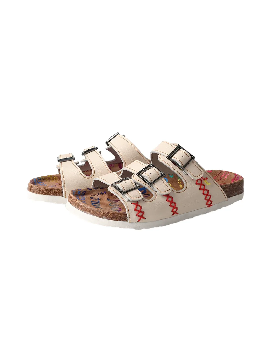 TMA EYES | Three Buckle Strap Cork Footbed Slide Sandals
