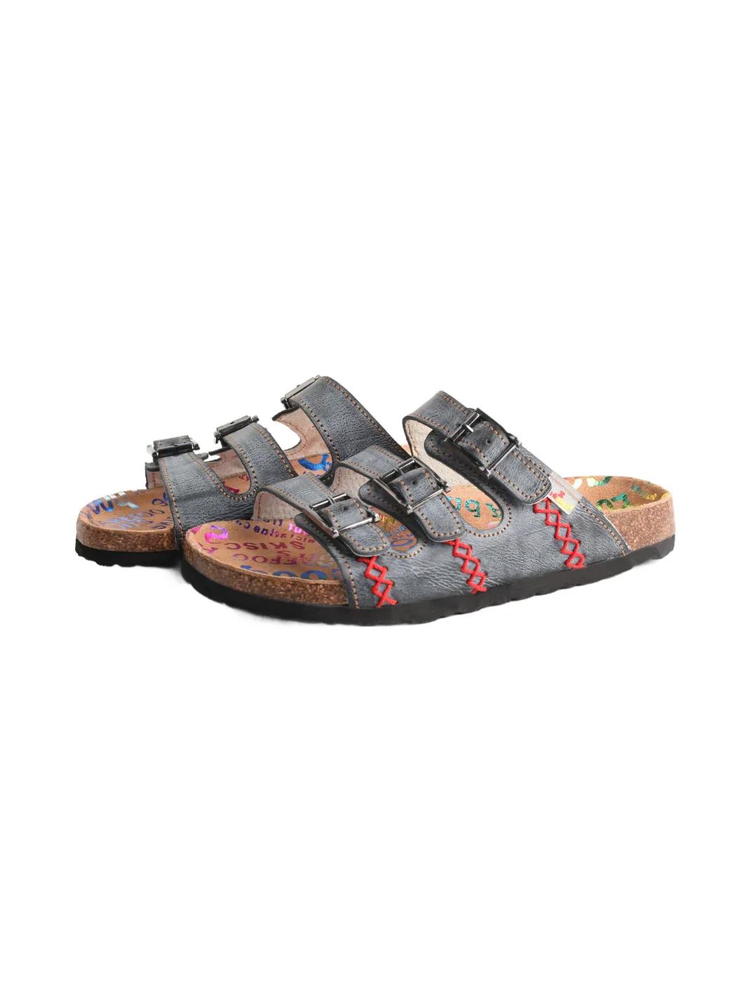 TMA EYES | Three Buckle Strap Cork Footbed Slide Sandals