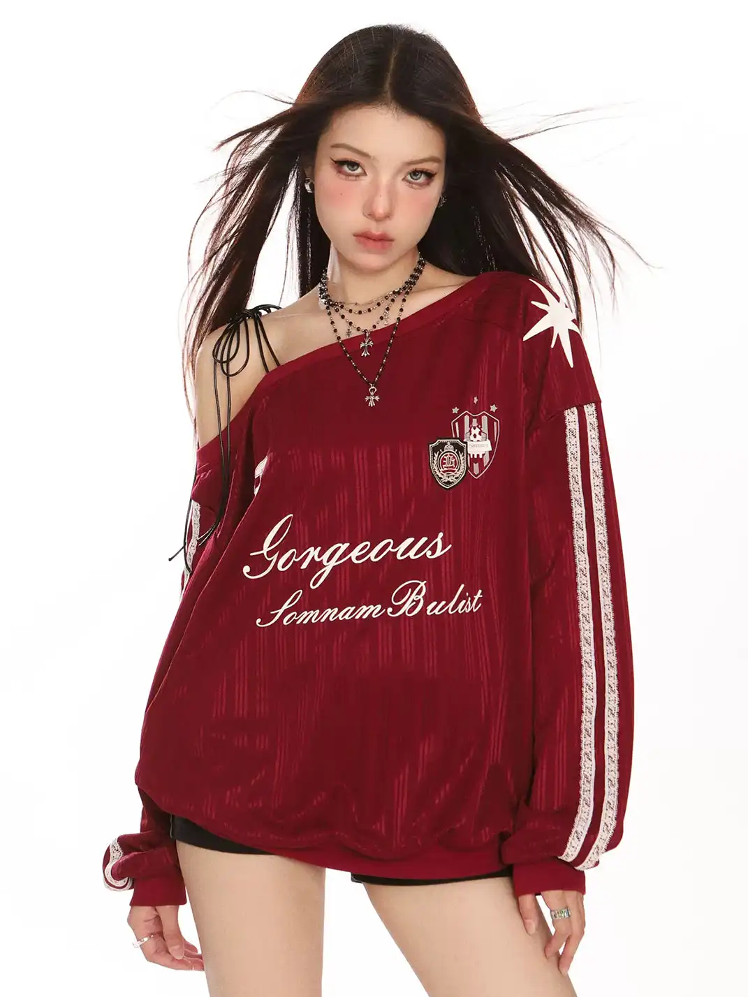 BIGGOLD | One Shoulder Tie Strap Long Sleeve Sweatshirt