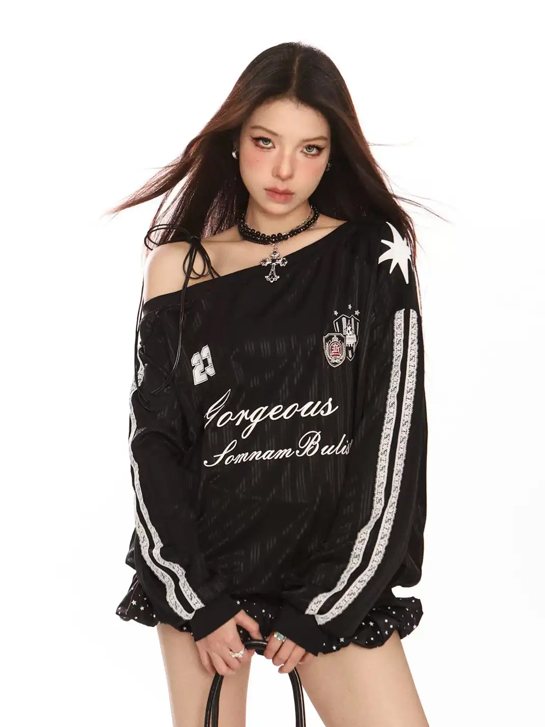 BIGGOLD | One Shoulder Tie Strap Long Sleeve Sweatshirt