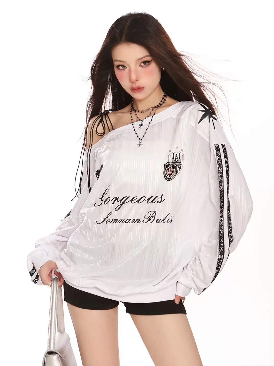 BIGGOLD | One Shoulder Tie Strap Long Sleeve Sweatshirt