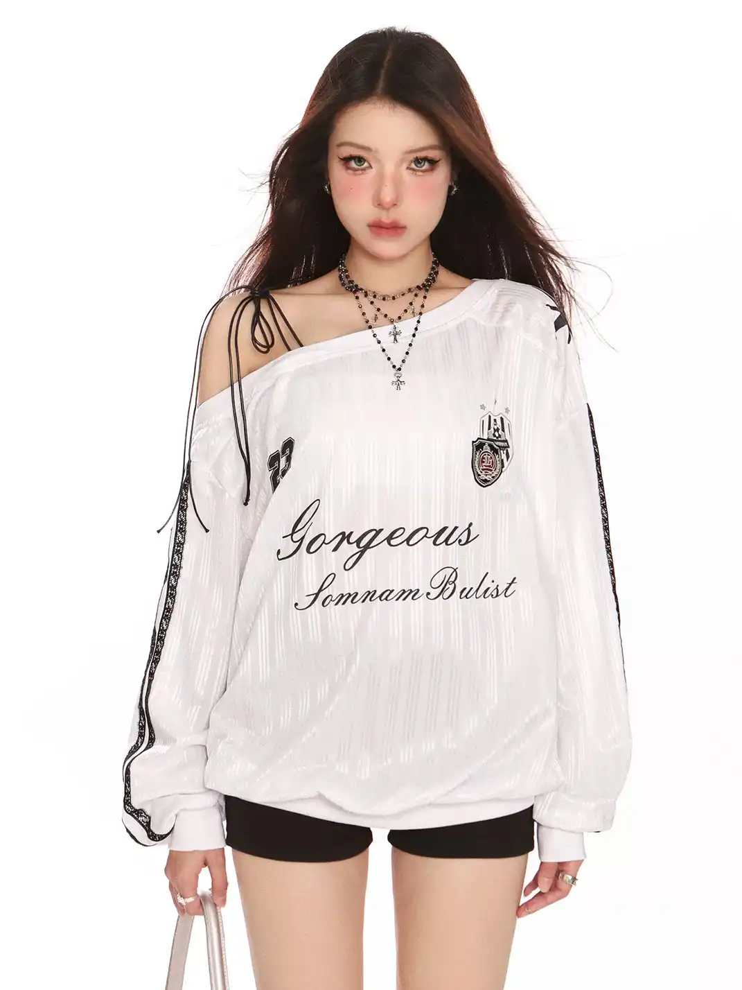 BIGGOLD | One Shoulder Tie Strap Long Sleeve Sweatshirt